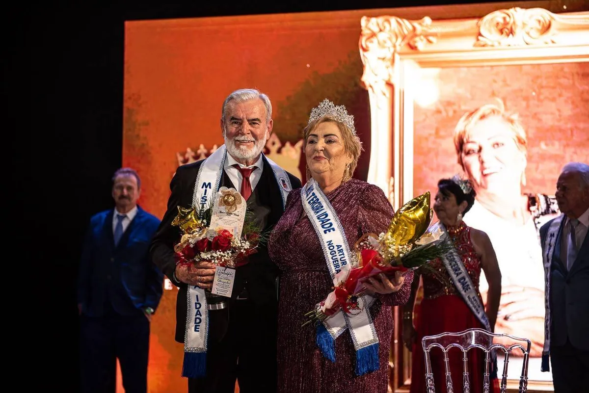Raquel Lopes e Antônio Donizetti conquistam os títulos de Miss e Mister 3ª Idade 2026 em Artur Nogueira